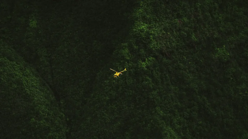 Helicóptero de rescate médico aterrizando en paisaje costero tropical sin texto ni logos visibles, representando el coste real de una evacuación médica desde una isla remota durante la luna de miel que puede superar los 25.000 euros
